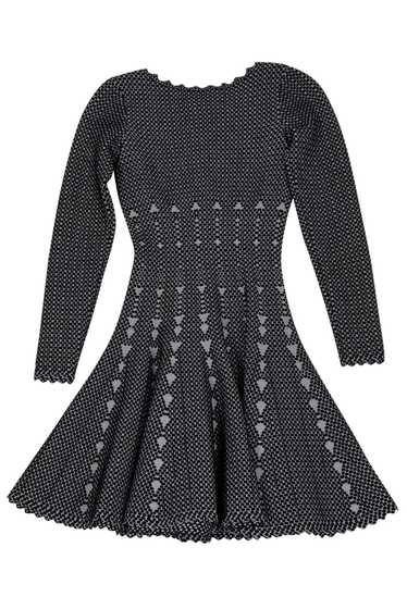 Alaia - Black & Grey Textured Flared Dress Sz 00