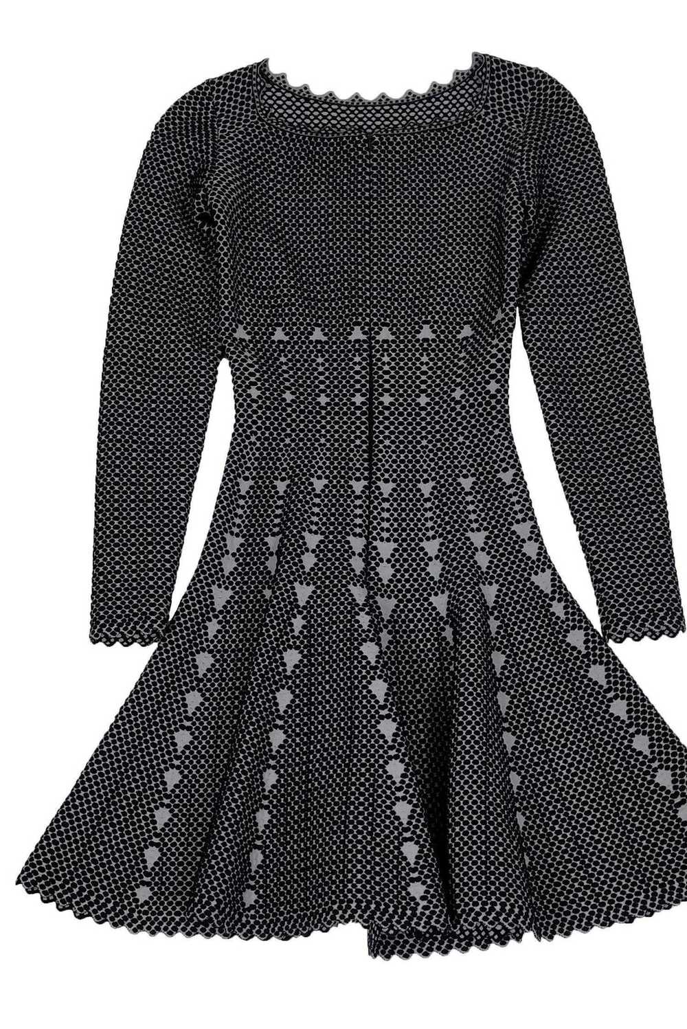 Alaia - Black & Grey Textured Flared Dress Sz 00 - image 2