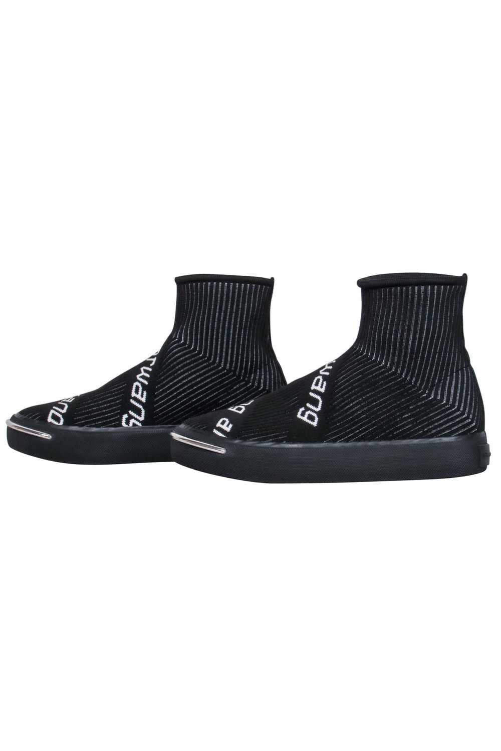 Alexander Wang - Black Ribbed Knit Sock Sneaker w… - image 3