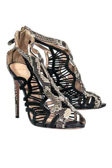 Alexandre Birman - Black & Beige Snakeskin Caged … - image 1