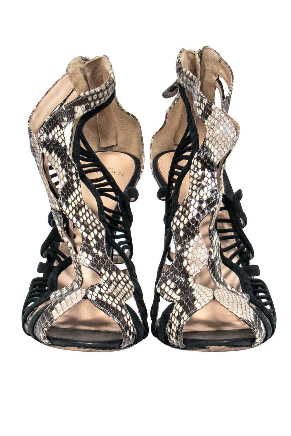 Alexandre Birman - Black & Beige Snakeskin Caged … - image 2