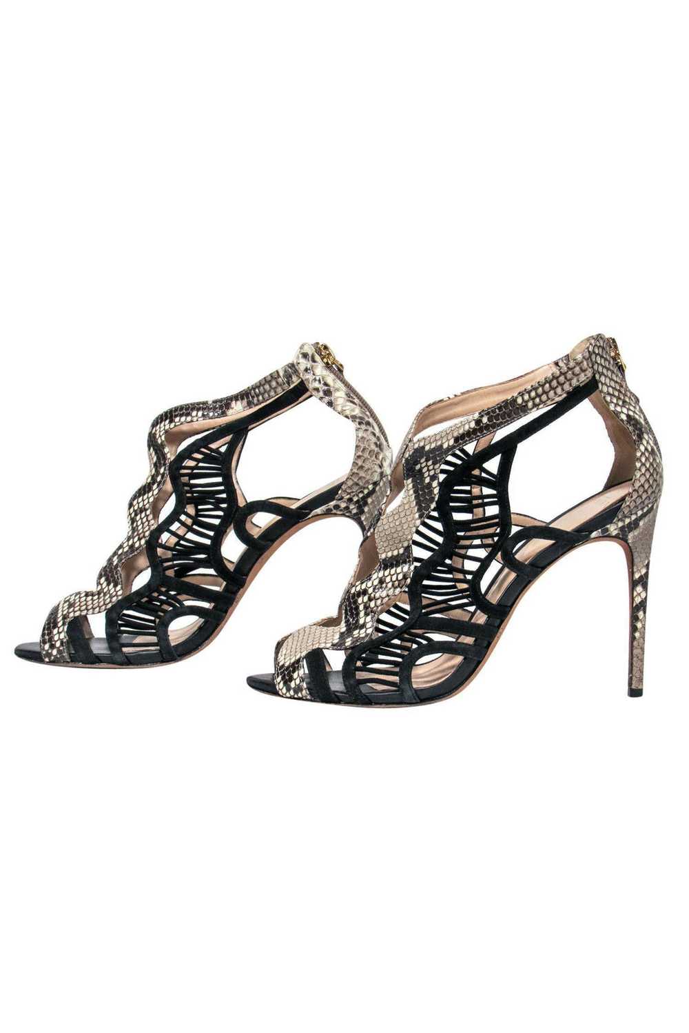 Alexandre Birman - Black & Beige Snakeskin Caged … - image 3