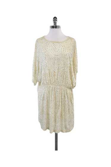 Alexia Admor - Cream Sequin Beaded Silk Dress Sz M