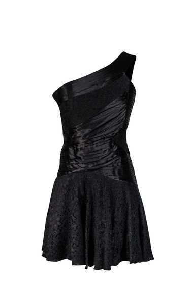 Alice & Olivia - Black Pleated Lace Trim Dress Sz… - image 1