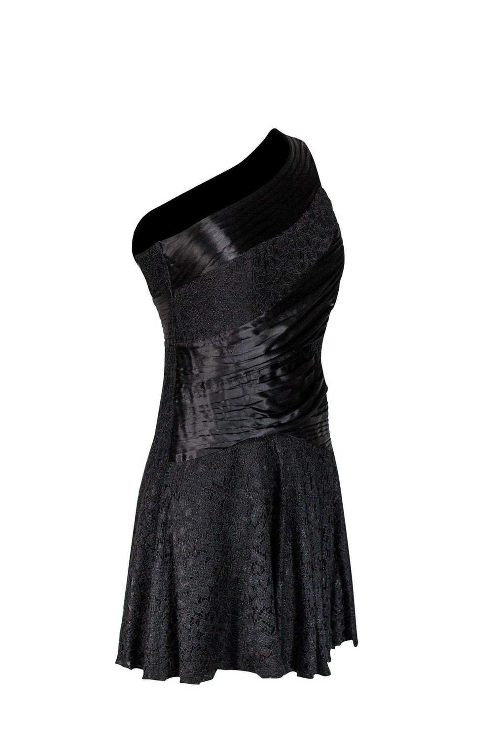 Alice & Olivia - Black Pleated Lace Trim Dress Sz… - image 2