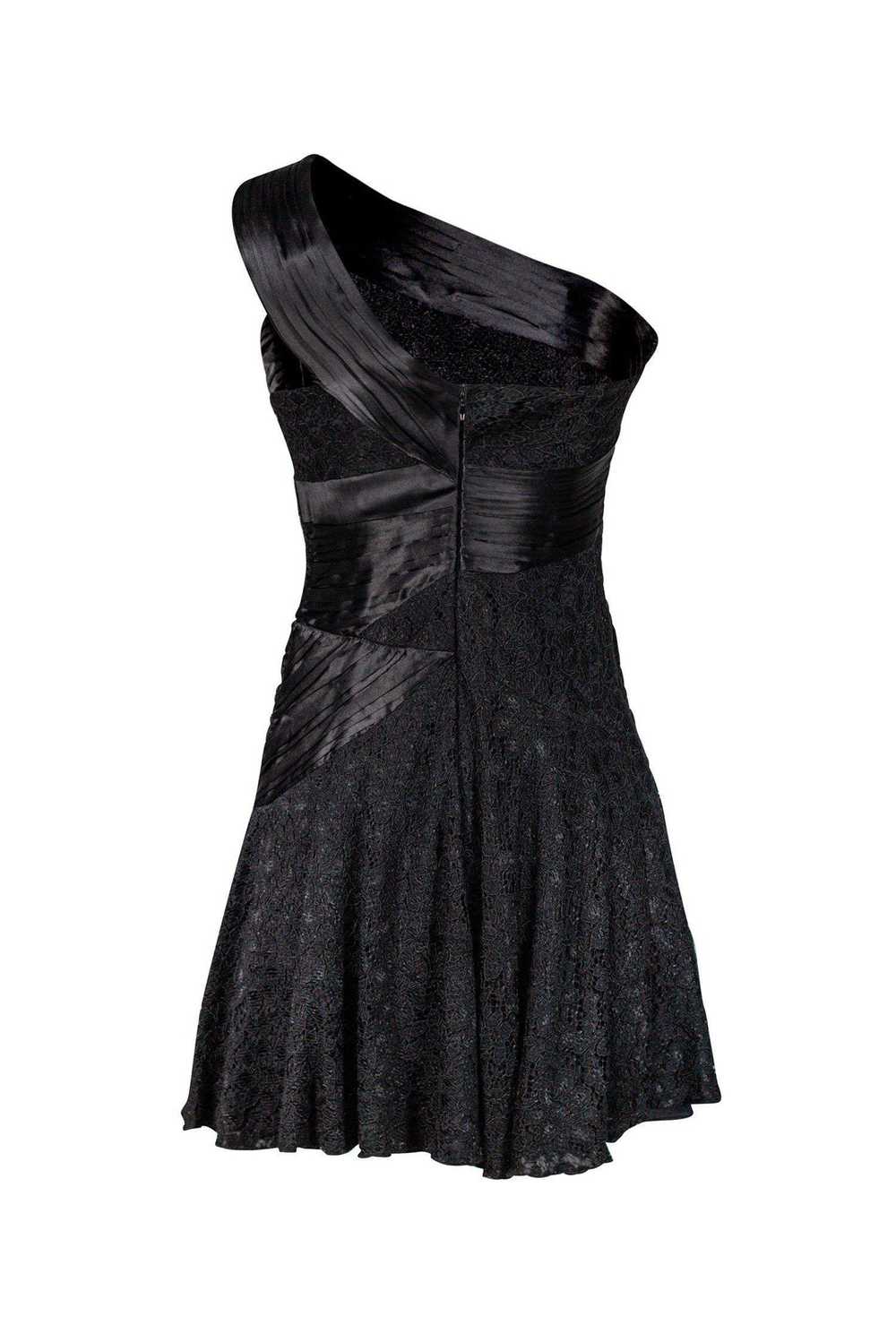 Alice & Olivia - Black Pleated Lace Trim Dress Sz… - image 3