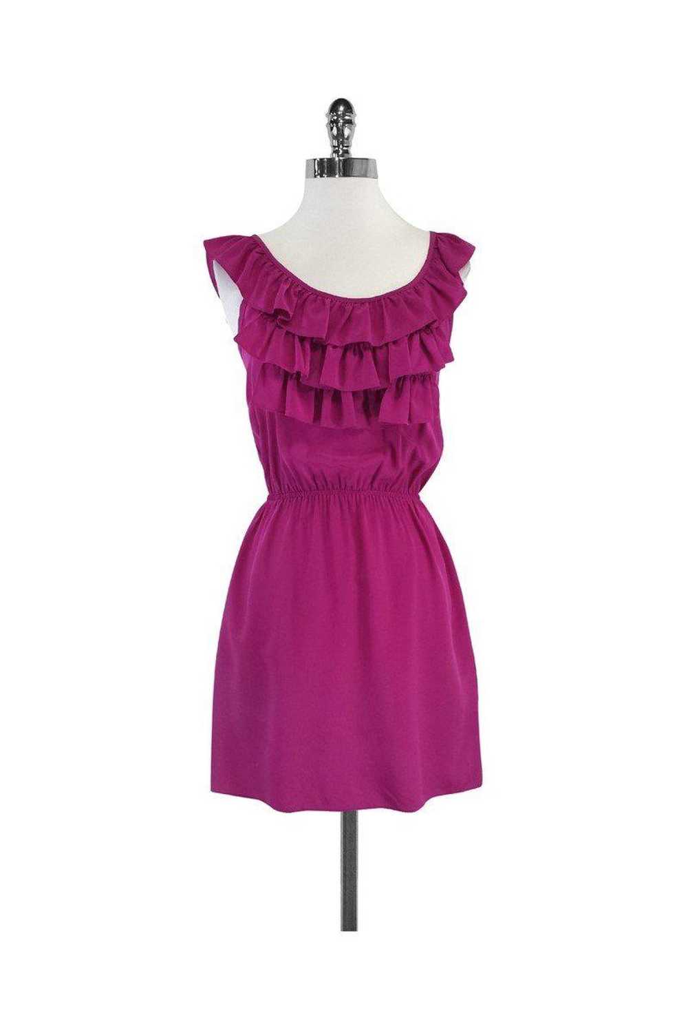 Amanda Uprichard - Magenta Ruffle Tiered Silk Dre… - image 1