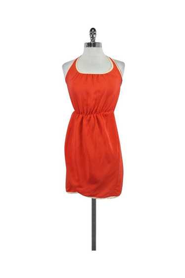 Amanda Uprichard - Orange & Cream Silk Halter Dres