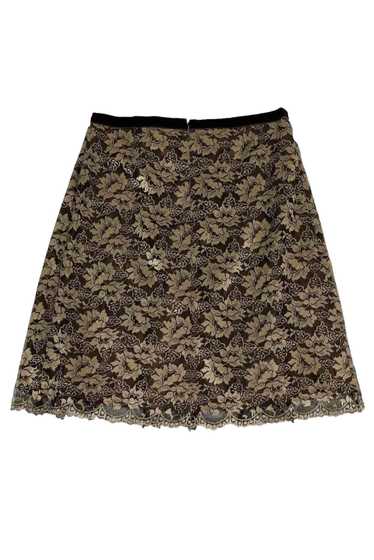 Anna Sui - Gold & Brown Lace Skirt Sz 8 - image 1
