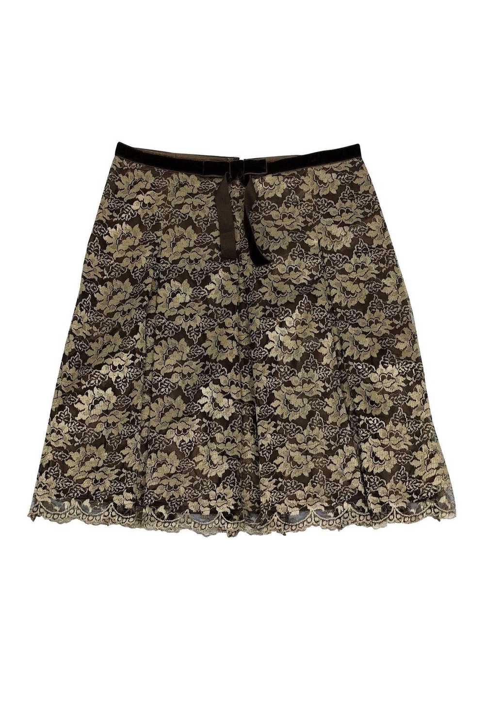 Anna Sui - Gold & Brown Lace Skirt Sz 8 - image 2