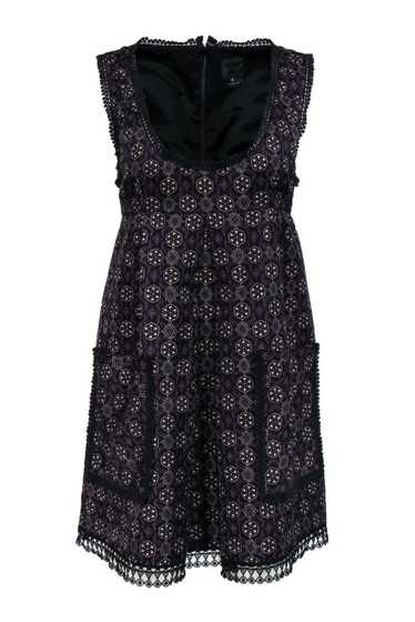 Anna Sui - Purple Printed Cotton & Silk Dress Sz 2