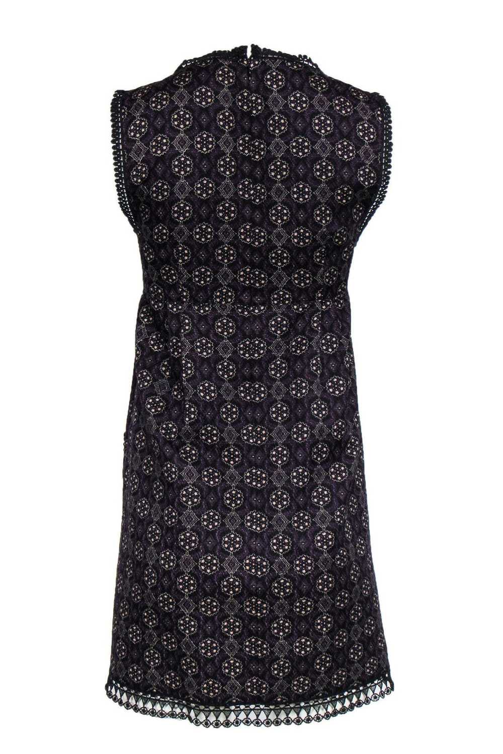 Anna Sui - Purple Printed Cotton & Silk Dress Sz 2 - image 3