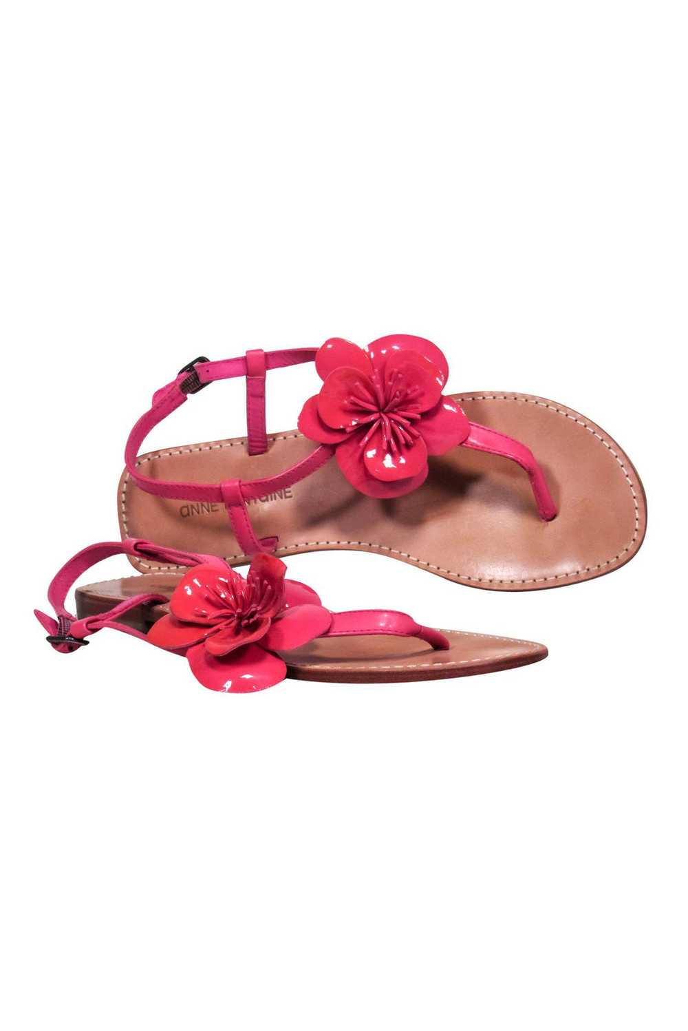 Anne Fontaine - Pink Patent Leather Thong Sandals w/ … - Gem