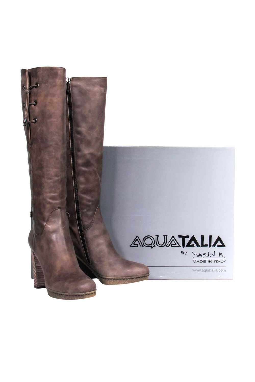 Aquatalia - Brown Leather Waterproof Heeled Over-… - image 1