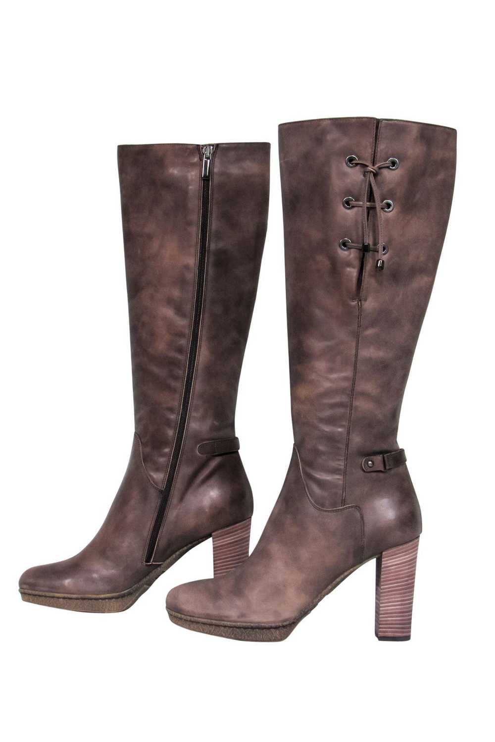 Aquatalia - Brown Leather Waterproof Heeled Over-… - image 3