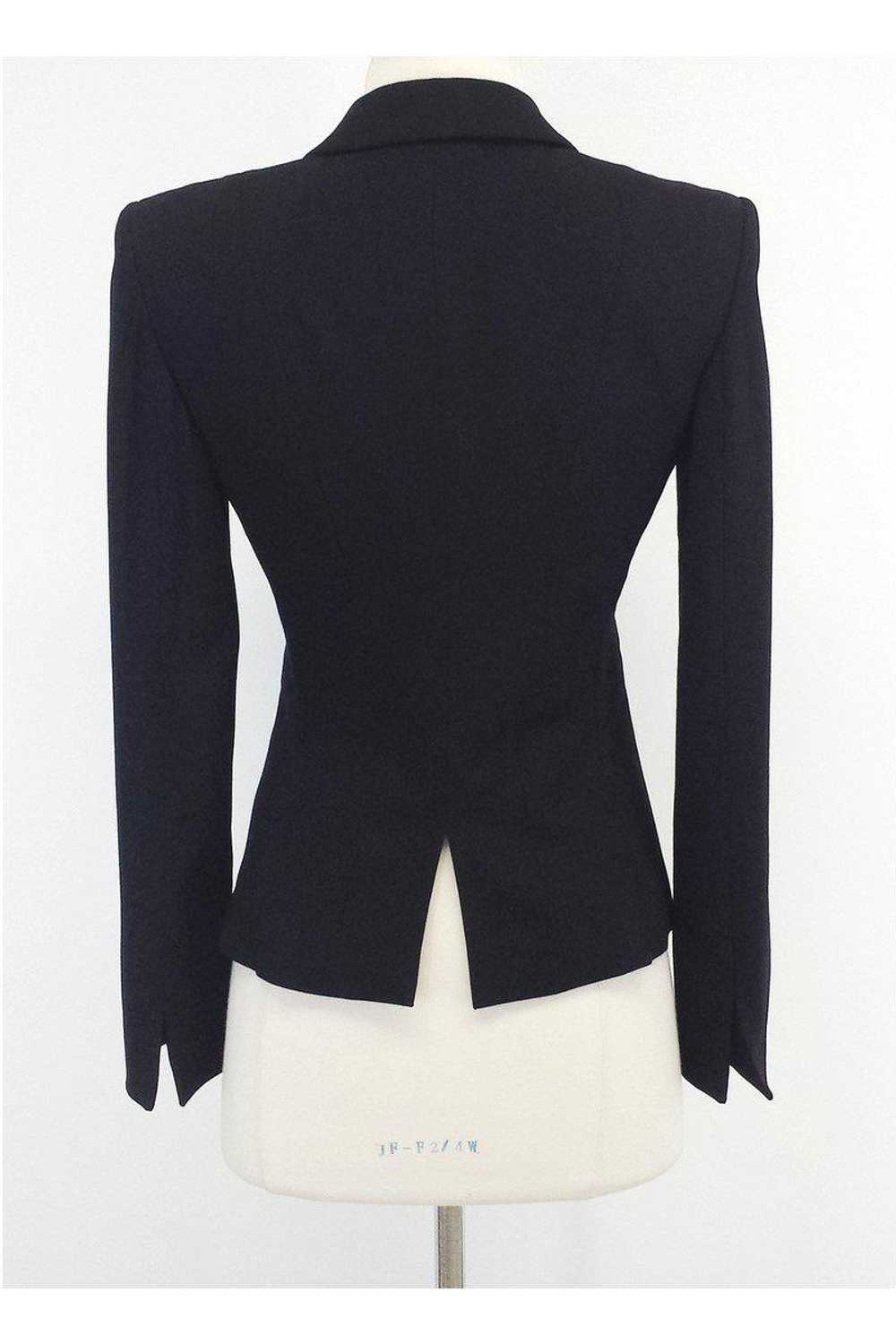 Armani Collezioni - Black Wool Blend Blazer Sz 2 - image 3