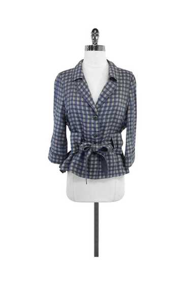 Armani Collezioni - Blue & Grey Plaid Jacket Sz 4