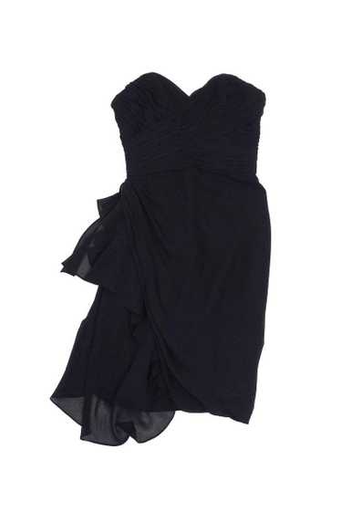 Badgley Mischka - Black Gathered Chiffon Dress Sz 