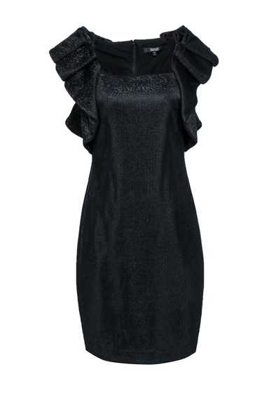 Badgley Mischka - Black Metallic Dress w/ Large R… - image 1