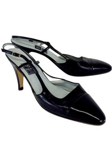 Baldan - Navy & Black Leather Cap Toe Slingbacks S