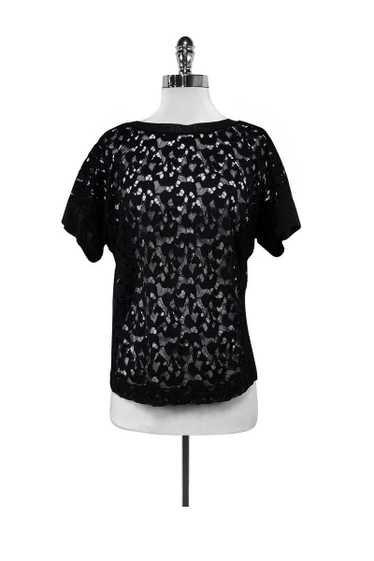 Barbara Bui - Black Lace Short Sleeve Blouse Sz 6 - image 1