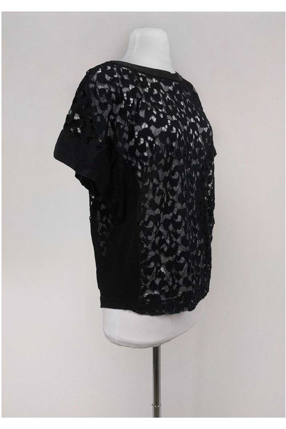 Barbara Bui - Black Lace Short Sleeve Blouse Sz 6 - image 2