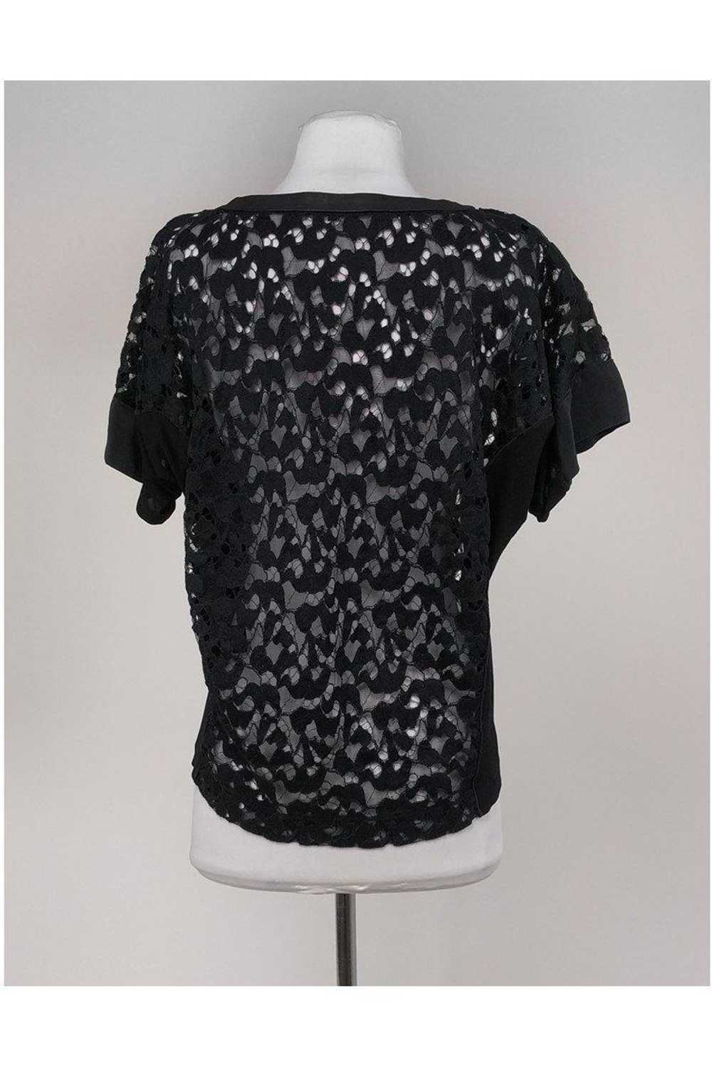 Barbara Bui - Black Lace Short Sleeve Blouse Sz 6 - image 3