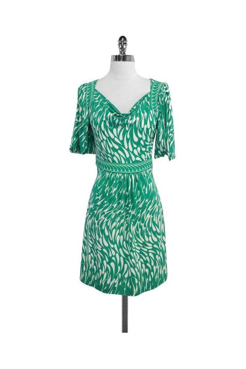 BCBG - Green & White Print Dress Sz S - image 1