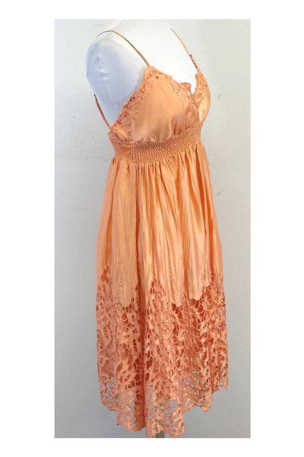 BCBG - Peach Silk Eyelet Spaghetti Strap Dress Sz… - image 2