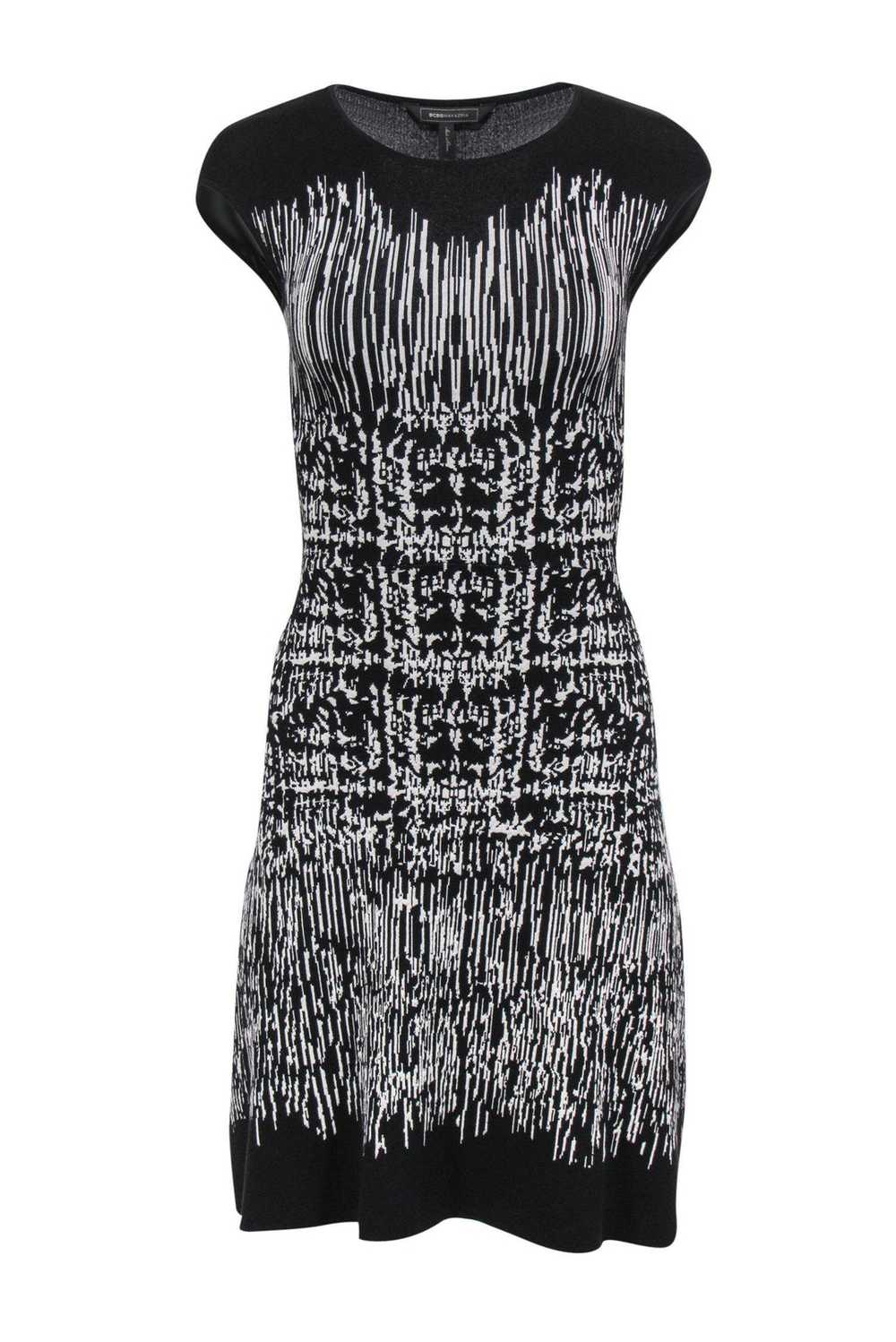 BCBG Max Azria - Black & White Striped Knit Dress… - image 1