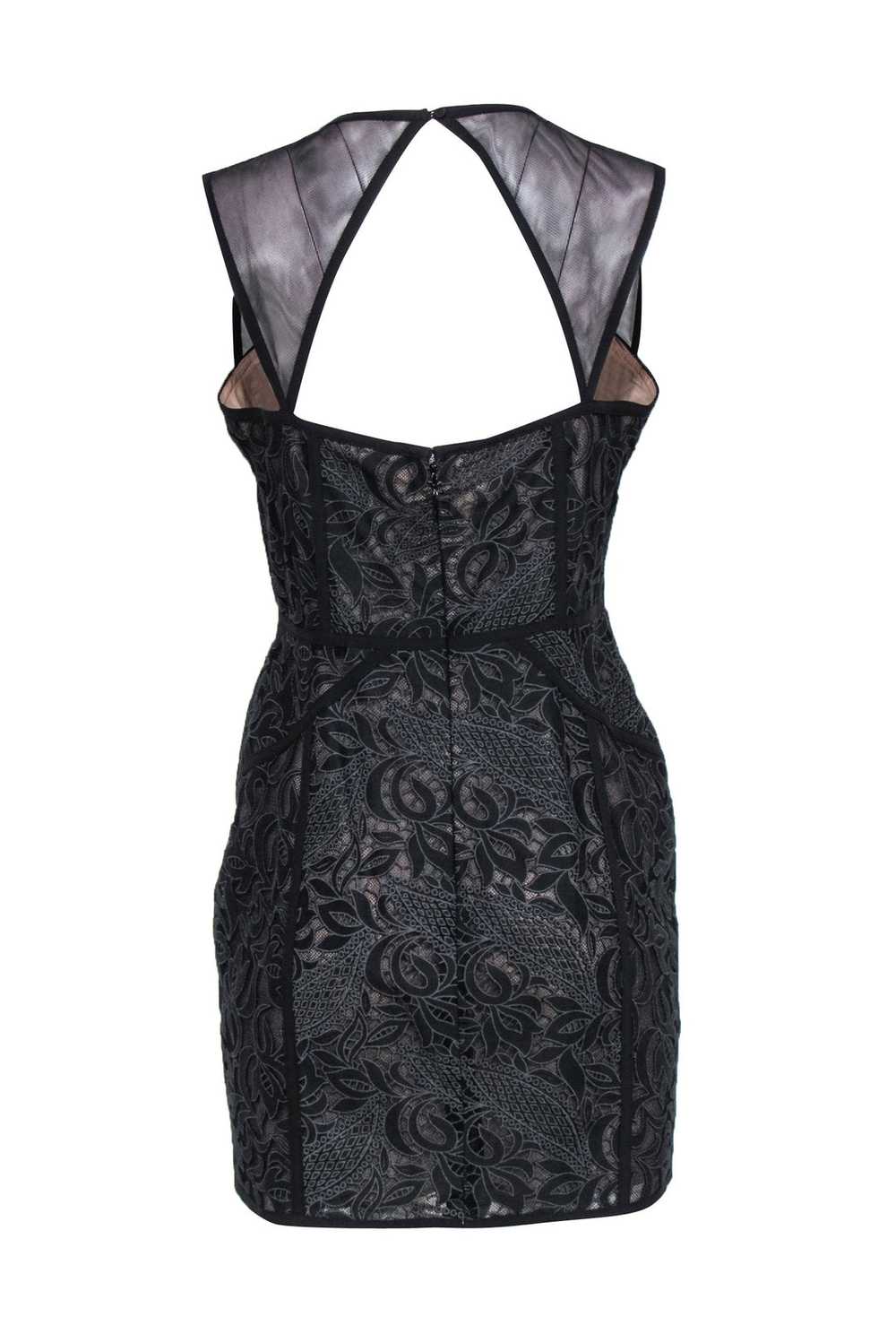 BCBG Max Azria - Black Sheer Lace Mini Dress w/ N… - image 3