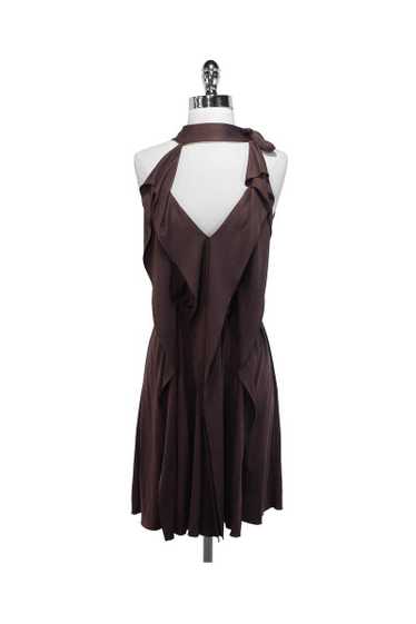 BCBG Max Azria - Brown Silk Draped Dress Sz XXS