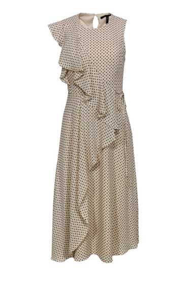 BCBG Max Azria - Cream & Navy Floral Polka Dot Ru… - image 1