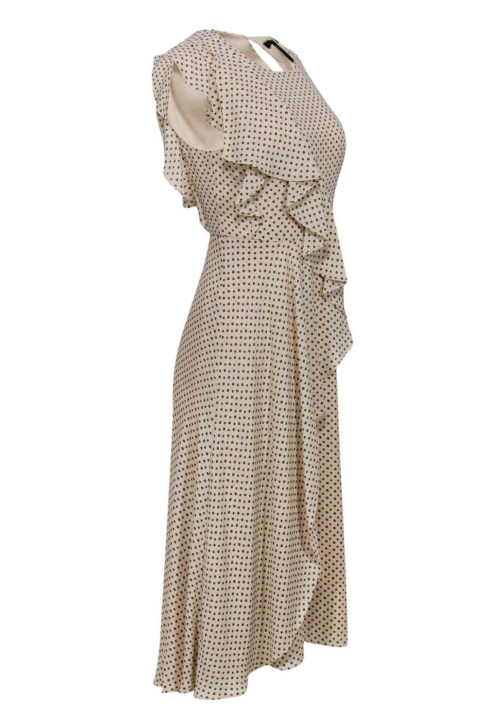 BCBG Max Azria - Cream & Navy Floral Polka Dot Ru… - image 2