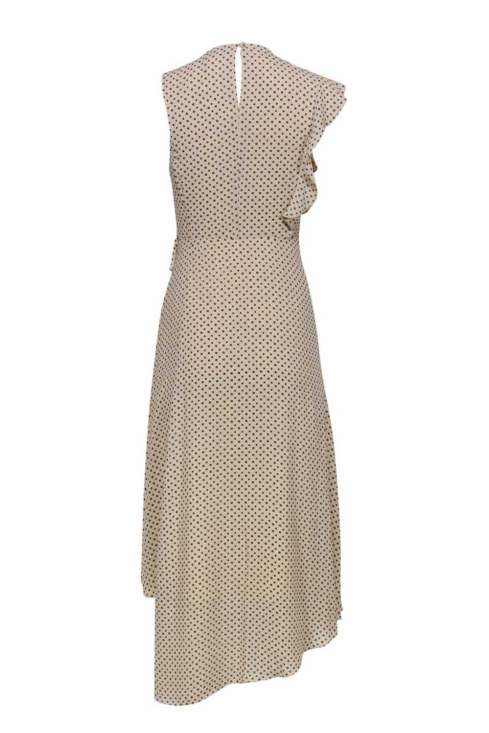 BCBG Max Azria - Cream & Navy Floral Polka Dot Ru… - image 3