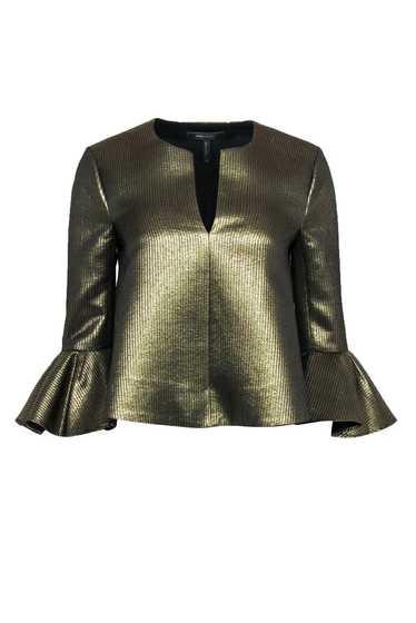 BCBG Max Azria - Gold Metallic Textured Bell Sleev