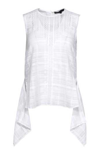 BCBG Max Azria - White Cotton Textured Semi-Sheer… - image 1