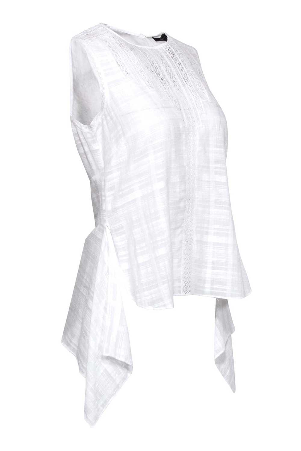 BCBG Max Azria - White Cotton Textured Semi-Sheer… - image 2