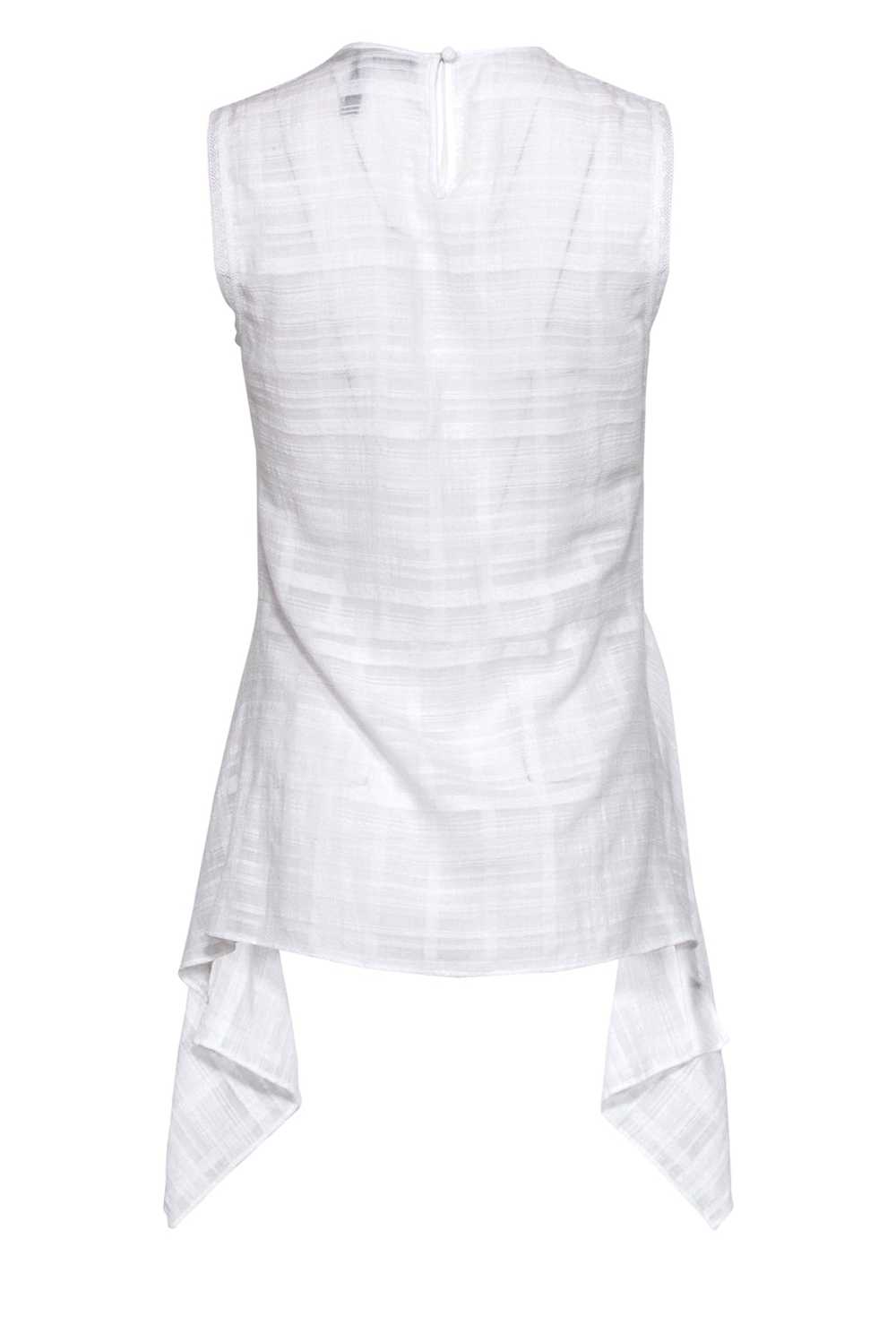 BCBG Max Azria - White Cotton Textured Semi-Sheer… - image 3