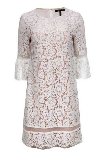 BCBG Max Azria - White Lace Cropped Sleeve Shift D