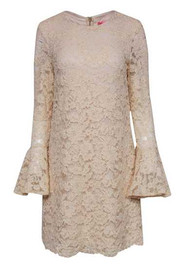 Betsey Johnson - Beige Floral Lace Bell Sleeve Shi