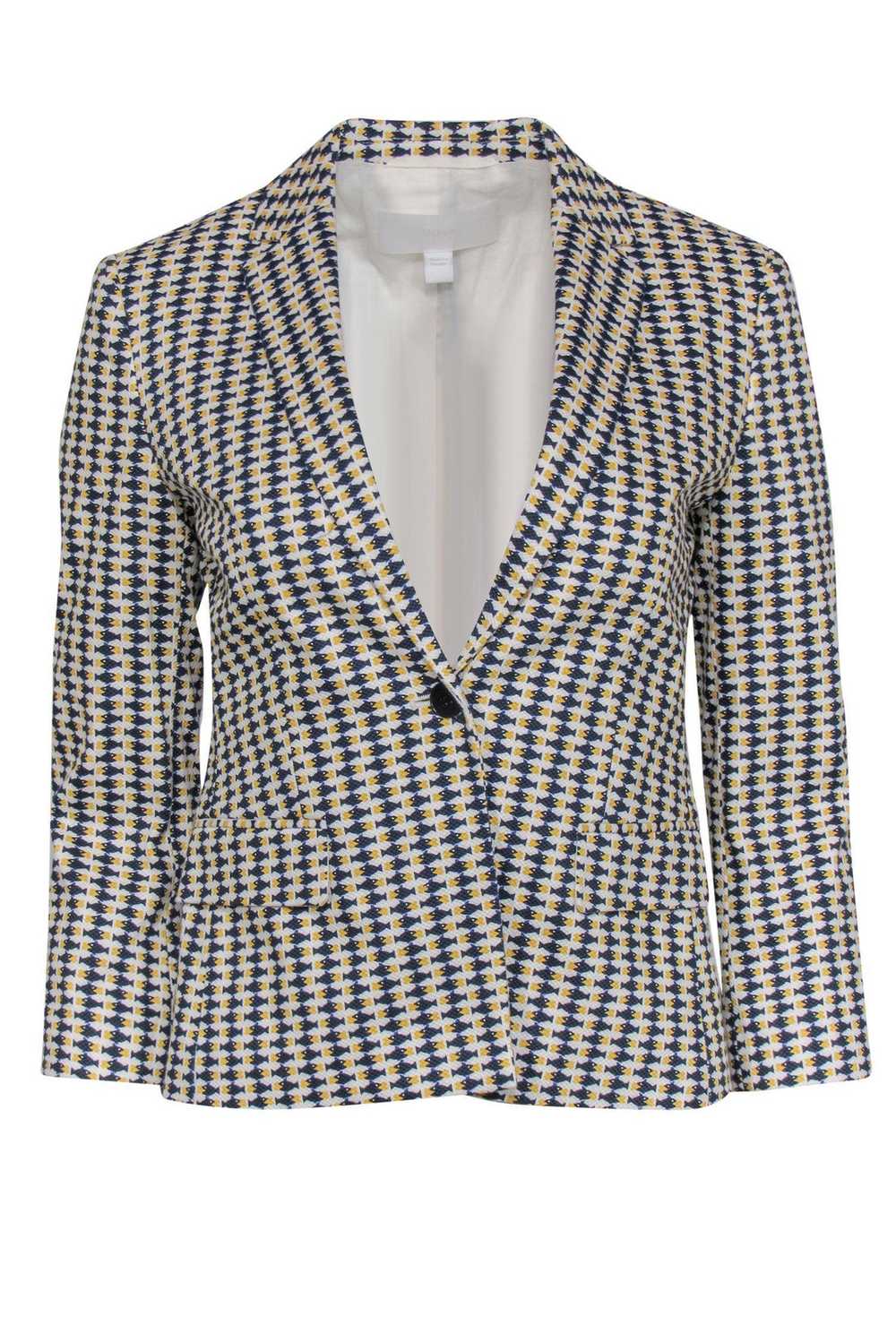 BOSS Hugo Boss - White, Navy & Yellow Fish Print … - image 1