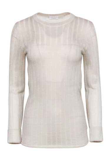 Brunello Cucinelli - Cream Sparkly Ribbed Sweater 