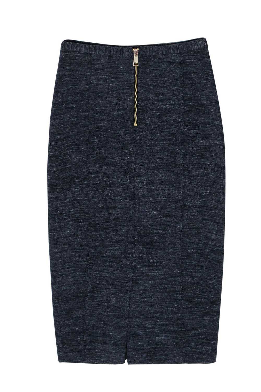 Burberry - Dark Blue Pencil Skirt w/ Leather Bow … - image 2