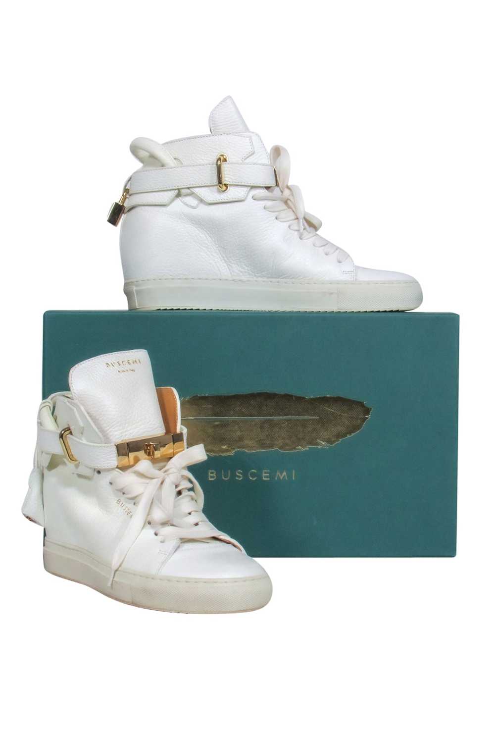 Buscemi - White 100MM Sneakers w/ Gold-Toned Hard… - image 1