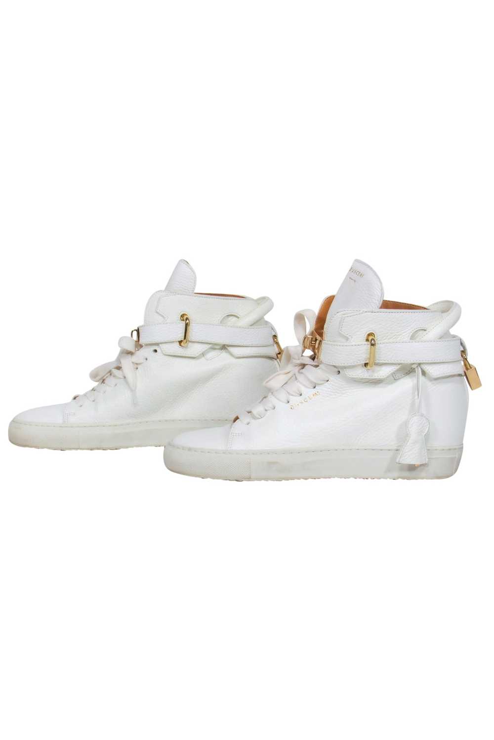 Buscemi - White 100MM Sneakers w/ Gold-Toned Hard… - image 3