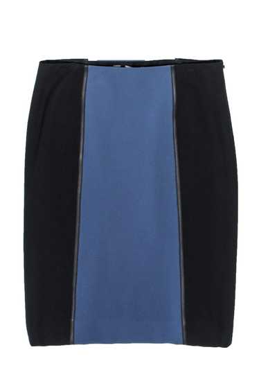 Carlisle - Black & Blue Pencil Skirt w/ Leather T… - image 1