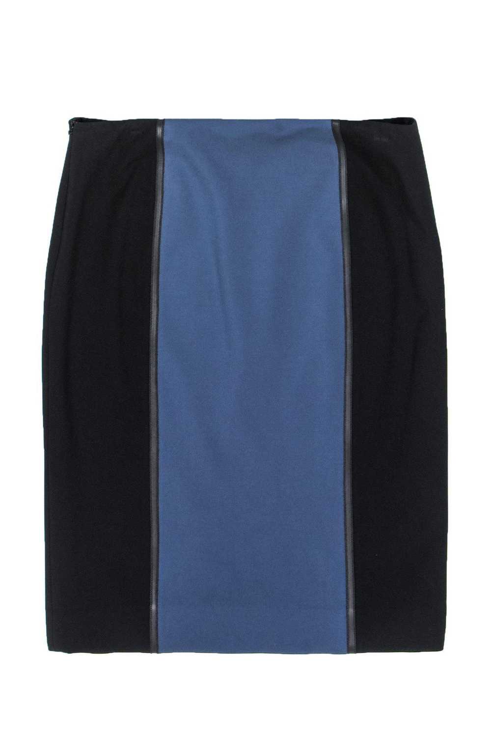 Carlisle - Black & Blue Pencil Skirt w/ Leather T… - image 2