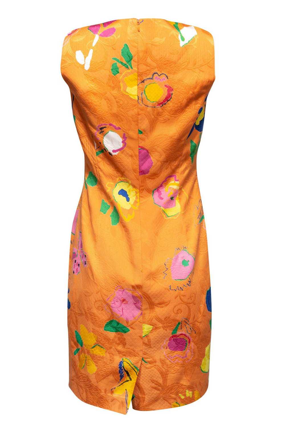 Carlisle - Orange Sheath Dress w/ Floral Pattern … - image 3