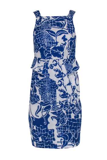 Carlisle - White & Blue Floral Print Sleeveless Sh